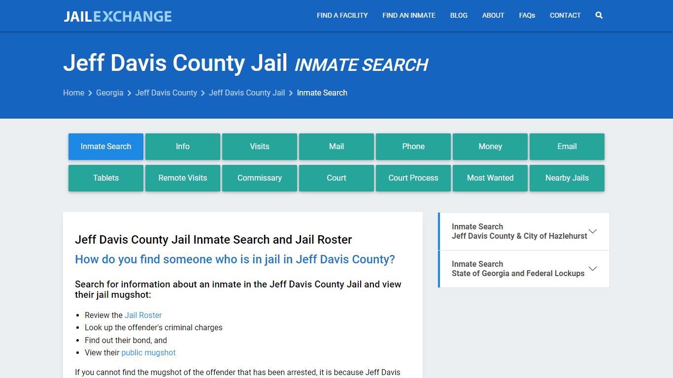 Inmate Search: Roster & Mugshots - Jeff Davis County Jail, GA