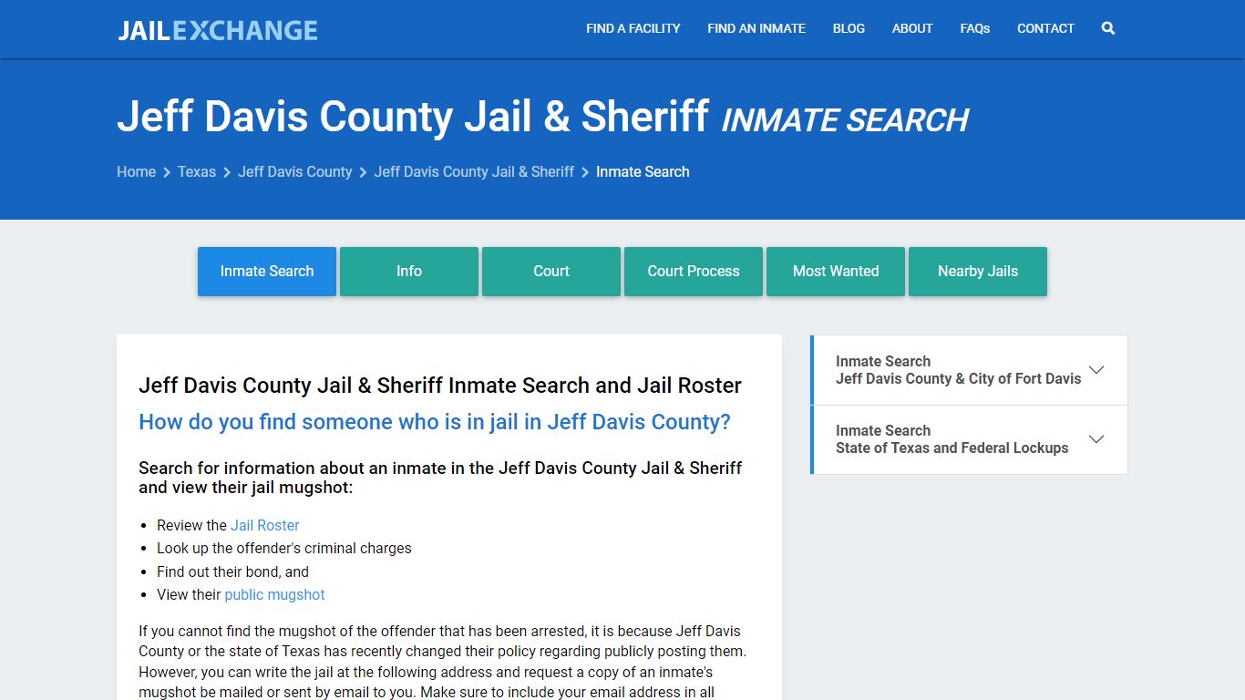 Jeff Davis County Jail & Sheriff Inmate Search - Jail Exchange